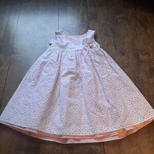 Newberry lace white pink peach fancy layered cotton size 3  dress